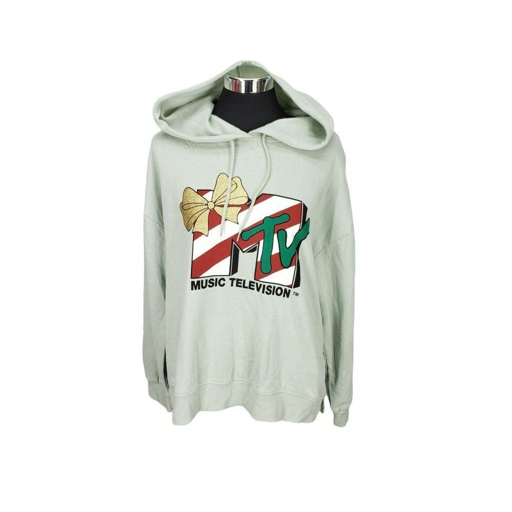 Viacom MTV Mint Green Music Television Christmas Size  XL Hoodie‎